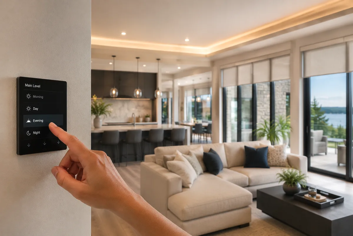Lighting and shade scene shifting at the tap of a wall keypad