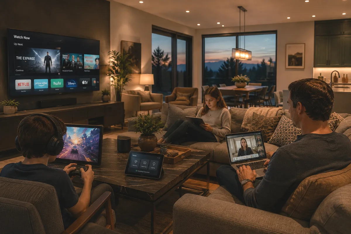 Family streaming, working, and gaming at once on one connection